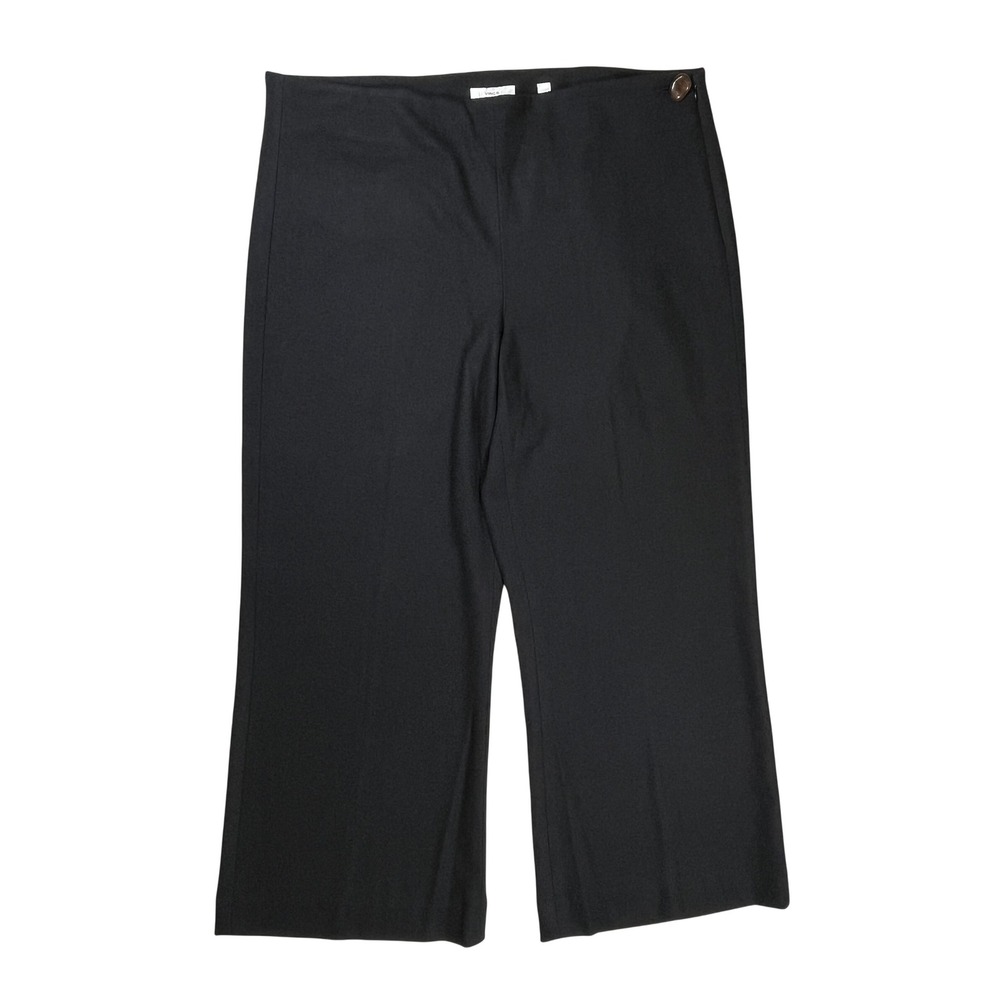 Vince Wide Leg Crop Pants Women 16 Black Wool Blend Side Zip Office Academia
